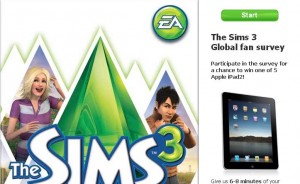 sims 3 facebook survey iPad 2